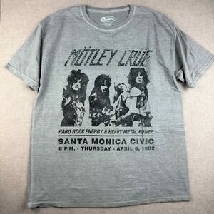 Mötley Crüe T-Shirt Men's Large‎ Gray Rock Band Graphic Santa Monica Civic 1982
